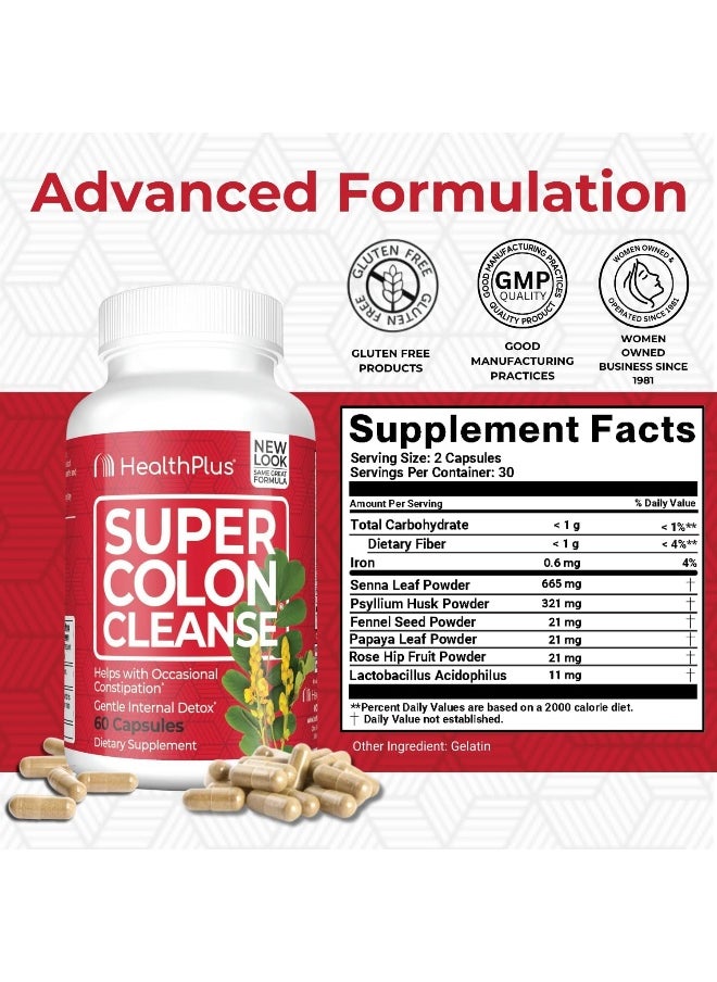 Super Colon Cleanse Capsules With Herbs And Acidops, 500Mg, 60 Count