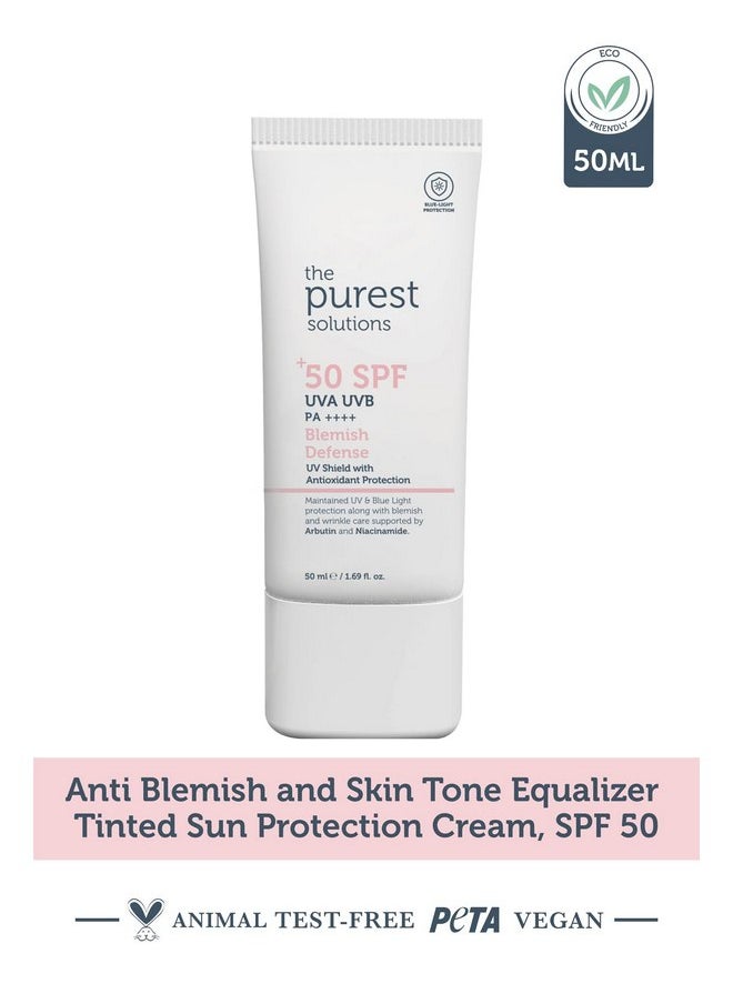 The Purest Solutions Blemish Defense (UV Shield with Antioxidant Protection SPF 50+) - 8h UVA Protection, Arbutin & Niacinamide for Skin Tone Harmonization and Moisturizers - Vegan (50 ml)