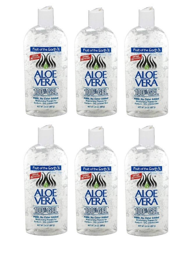 Fruit Of The Earth 100% Aloe Vera 24oz Gel Pump (6 Pack)