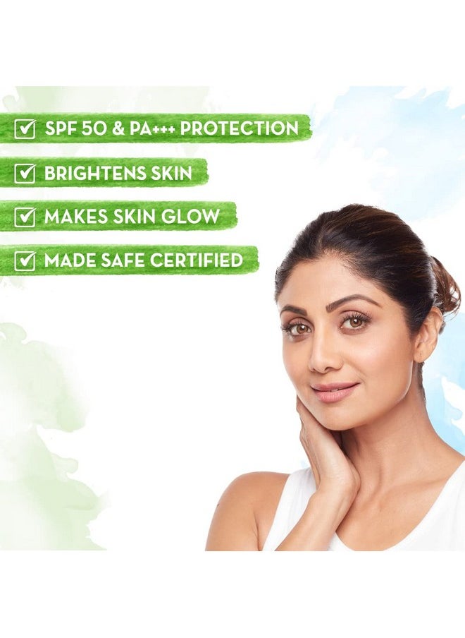 Mamaearth Vitamin C Daily Glow Sunscreen Spf 50 Pa+++ For All Skin Types|No White Cast With Vitamin C & Turmeric, Lightweight, For Sun Protection & Glow - 80 G (Pack Of 2)