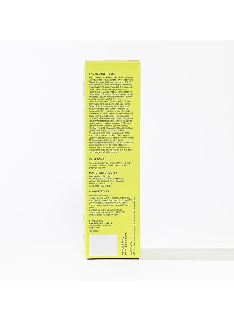 All I Need Sunscreen SPF 50 PA ++++ | Lightweight Sun Cream That Moisturizes & Leaves No White Cast | UVA & UVB Sun Protection & Blue Light Protection | Niacinamide, Ceramide Mineral Sunscreen SPF 50 for | Rich in Anti-Oxidants - 50ml
