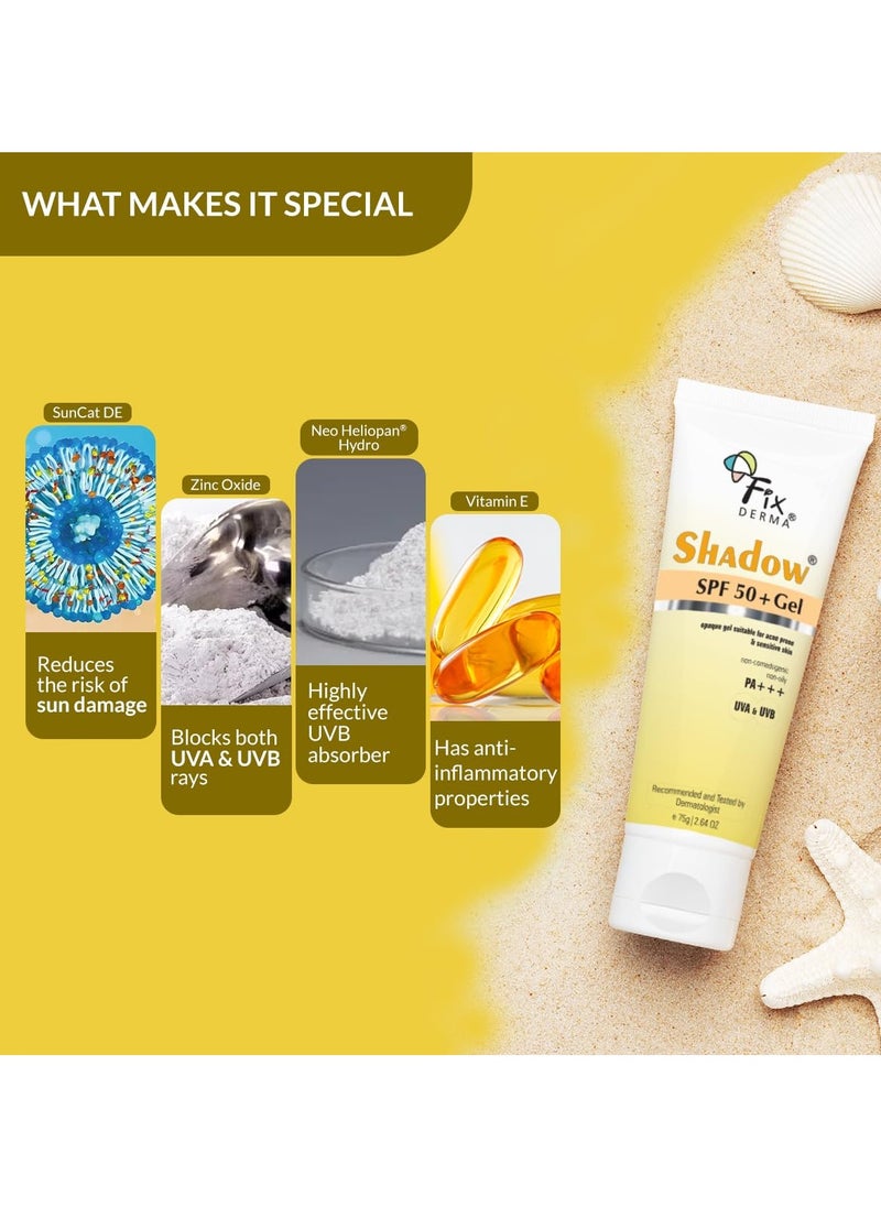 Shadow Sunscreen Gel Broad Spectrum Sunscreen For UVA & UVB Protection | Sunscreen For Women & Men - 75gm