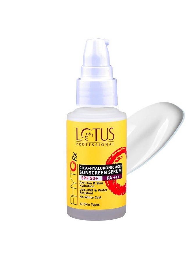 Lotus Professional Cica + Hyaluronic Acid SPF 50 PA+++ Sunscreen Serum For Broad Spectrum, UVA, UVB & Blue Light Protection For All Skin Types - 30ml