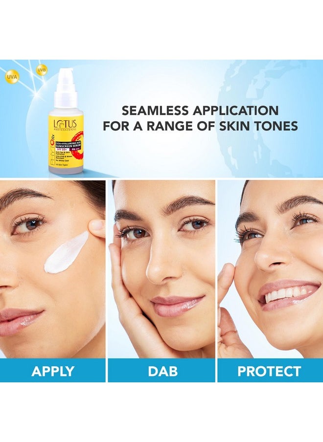 Lotus Professional Cica + Hyaluronic Acid SPF 50 PA+++ Sunscreen Serum For Broad Spectrum, UVA, UVB & Blue Light Protection For All Skin Types - 30ml