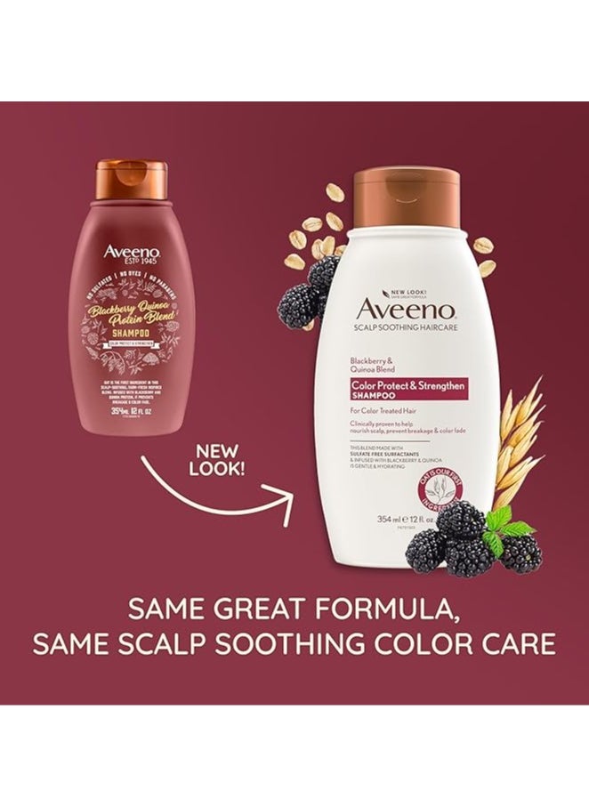 Aveeno Blackberry Quinoa Protein Blend Sulfate-Free Shampoo for Color-Treated Hair Protection,Paraben & Dye-Free, 12 Fl Oz(354ml)