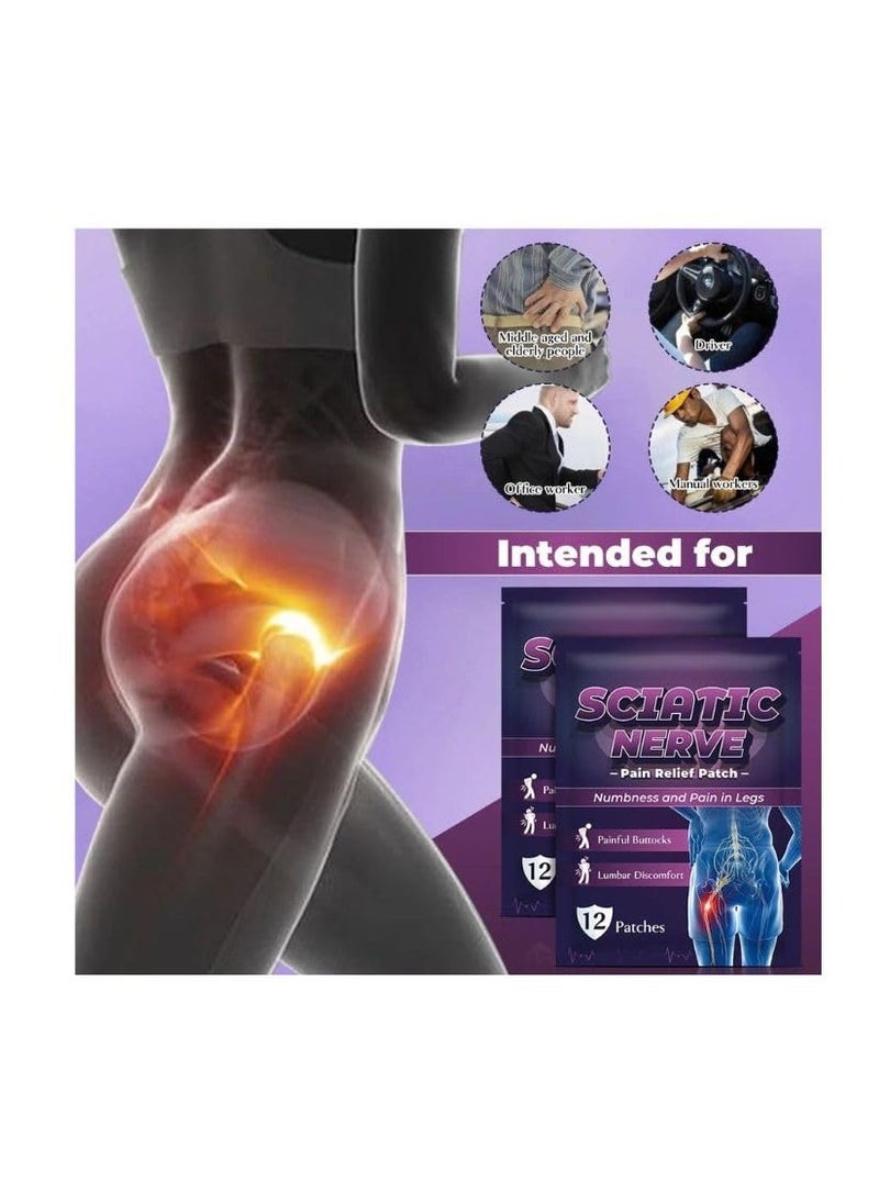 60 Sheets Sciatica Patch,Sciatic Nerve Pain Patch, Sciatic Nerve Pain Reducing Patch Elastic Fabric Multifuntcional Release Muscle Patch for Back Buttock