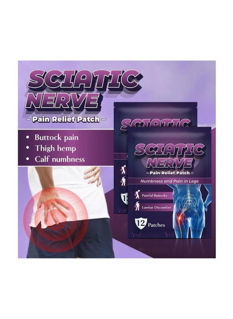 60 Sheets Sciatica Patch,Sciatic Nerve Pain Patch, Sciatic Nerve Pain Reducing Patch Elastic Fabric Multifuntcional Release Muscle Patch for Back Buttock