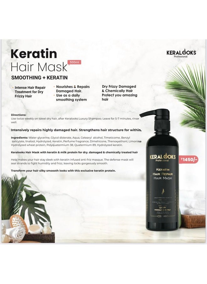 Keralooks Professional® Smoothing Plus Keratin Hair Mask For Dry And Frizzy Damaged Hair. (500 ml)