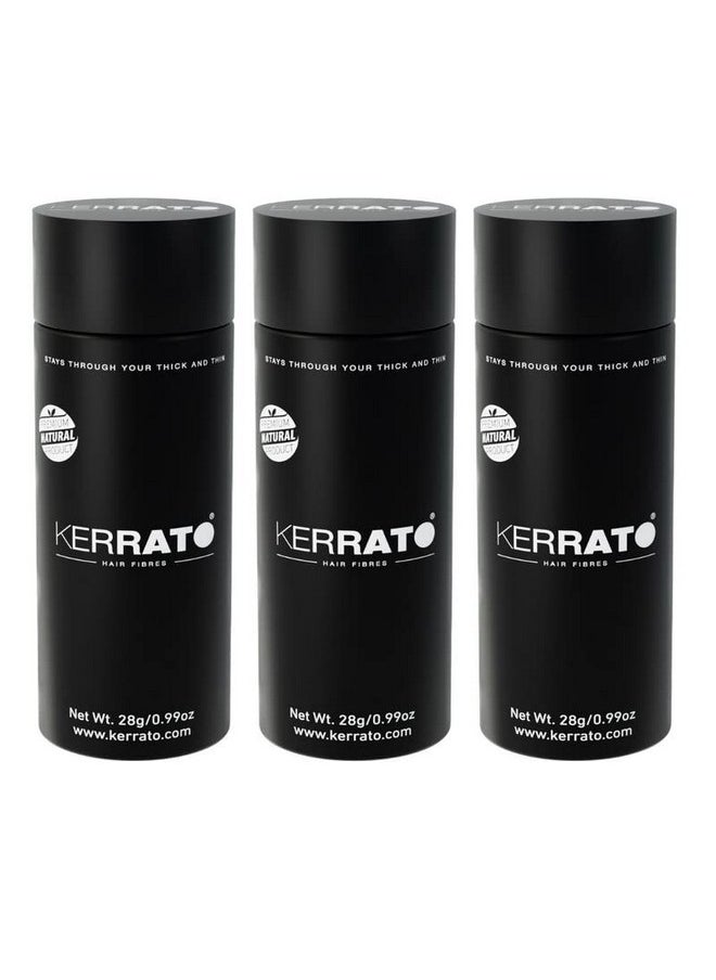Kerrato Hair Fibres for Thinning Hair (DARK BROWN) Natural - 28g - Pack of 3 - Conceals Hair Loss in 10 seconds - Natural Hair Thickener & Fibers for Men & Women