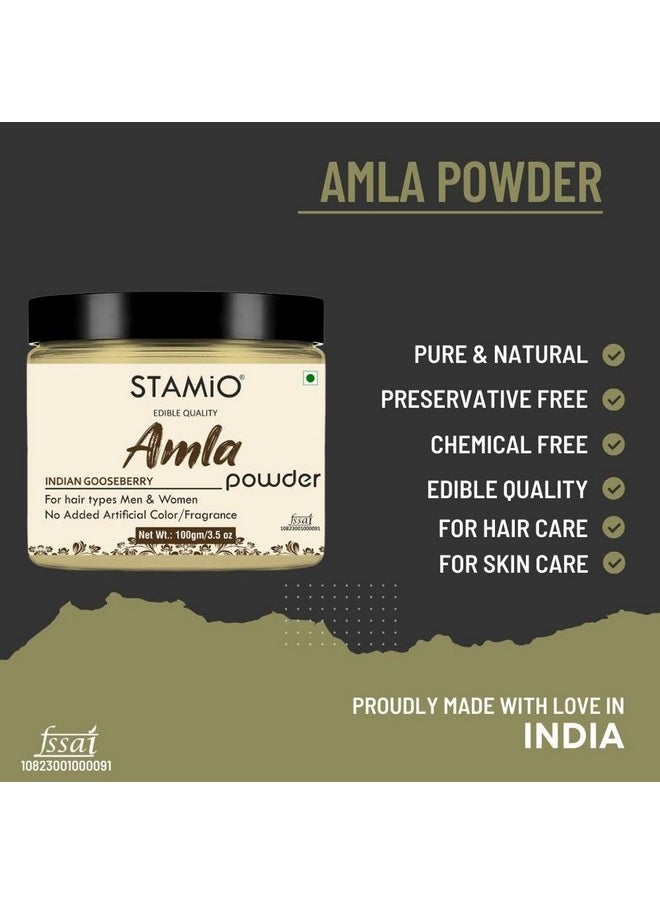 STAMIO Amla Reetha Shikakai Bhringraj Hibiscus Powder 500 gm Combo for Hair Pack, Wash, Mask, DIY | Seedless Indian Gooseberry, Pure Aritha, Acacia concinna, Eclipta alba, Gudhal Flower | Natural Cleanser | In Jar 100gm X 5