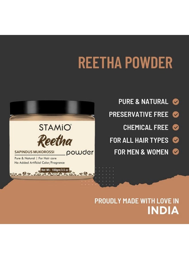 STAMIO Amla Reetha Shikakai Bhringraj Hibiscus Powder 500 gm Combo for Hair Pack, Wash, Mask, DIY | Seedless Indian Gooseberry, Pure Aritha, Acacia concinna, Eclipta alba, Gudhal Flower | Natural Cleanser | In Jar 100gm X 5