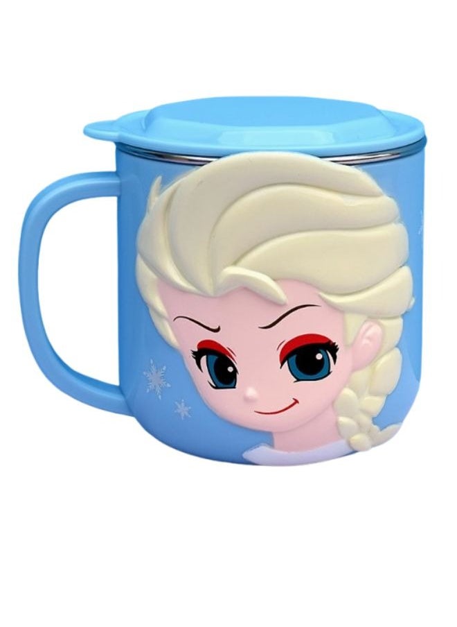 Disney Frozen Elsa Blue Stainless Steel Insulated 3D Cup with Lid, 250ml