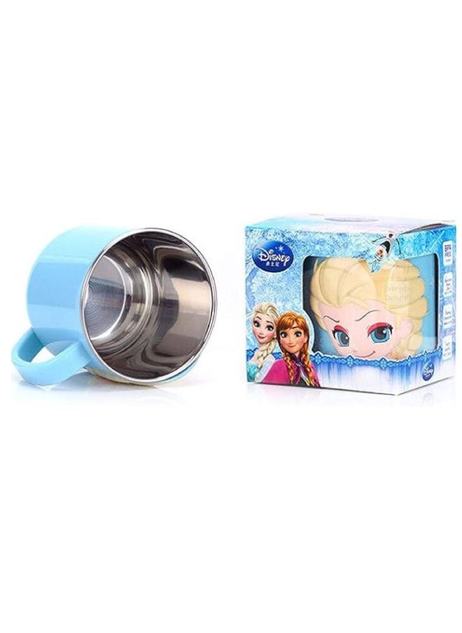 Disney Frozen Elsa Blue Stainless Steel Insulated 3D Cup with Lid, 250ml