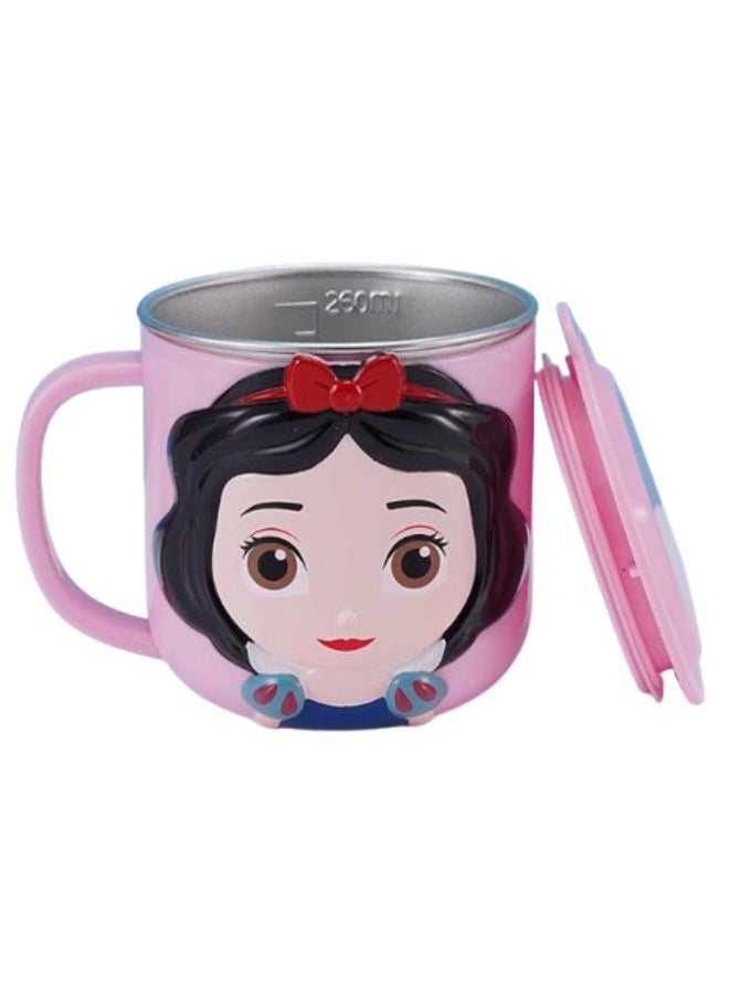 Disney 3D Princess Snow White Pink Stainless Steel Insulated Cup with Lid (250ml)