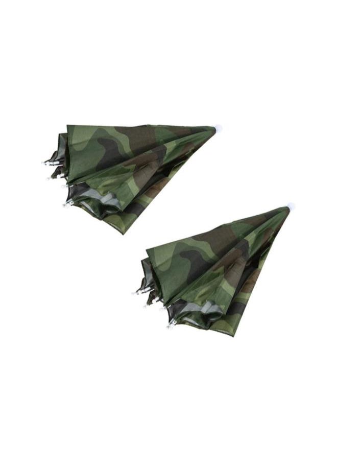 2PCS Umbrella Hat Fishing Umbrella Hat, Fishing Umbrella, Umbrella Hat Foldable Portable Waterproof Sunshade Umbrella Hat for Camping Fishing Headwear Cap Beach Head Hats Camouflage