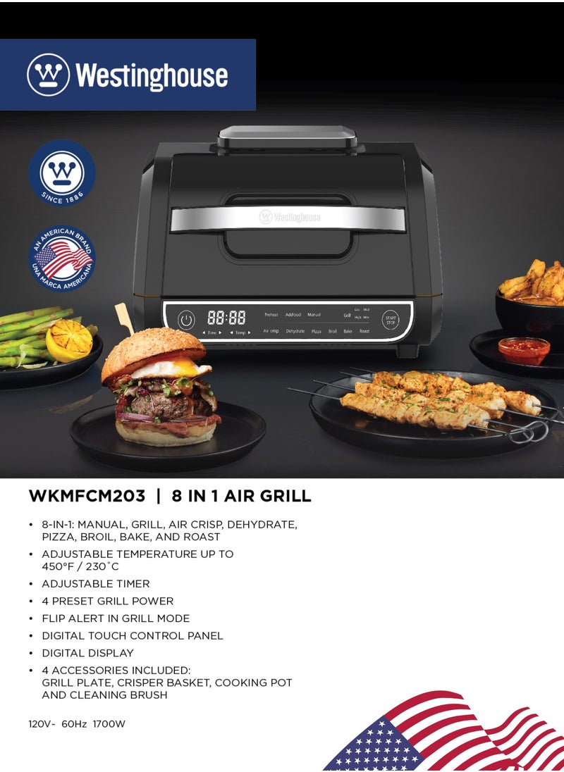 Air Grill 8-in-1 – Grill, Air Fry, Roast, Broil, Bake, Dehydrate, Pizza Mode Westinghouse WKMFCM203