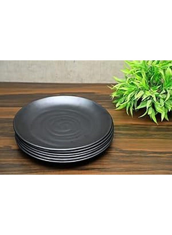 Everbuy Royal Black Matt Finish Melamine Dinner Plates- 11 Inch (Set of 12)