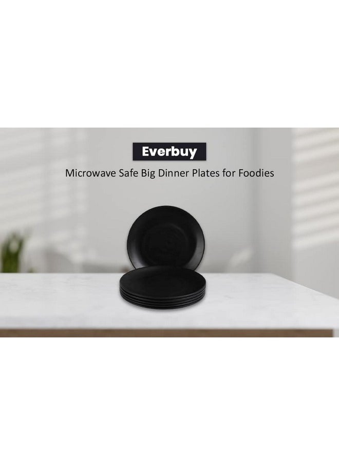 Everbuy Royal Black Matt Finish Melamine Dinner Plates- 11 Inch (Set of 12)