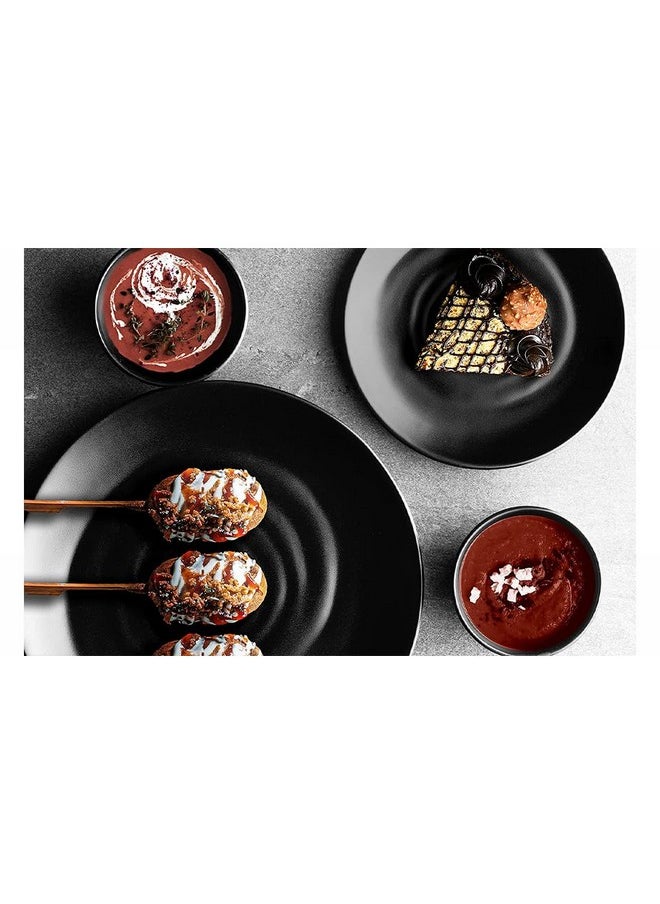 Everbuy Royal Black Matt Finish Melamine Dinner Plates- 11 Inch (Set of 12)