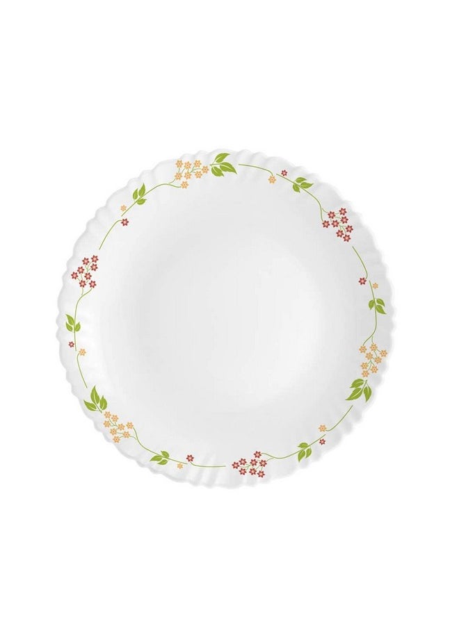 Cello Opalware Dazzle Series Secret Garden Dinner Set, 18 Units | Opal Glass Dinner Set for 6 | Light-Weight, Daily Use Crockery Set for Dining | White Plate and Bowl Set