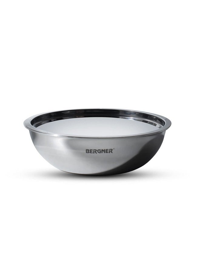 Bergner Argent TriPly Stainless Steel 20 cm Tasra with Stainless Steel Lid, 1.5 LTR Tasla with Lid, Food Safe, Flared Rim, Durable, Dishwasher Safe, Induction Bottom and Gas Ready