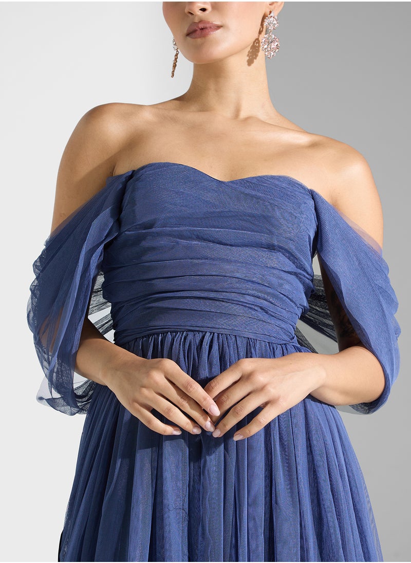 Ruffle Floral Off Shoulder Dress