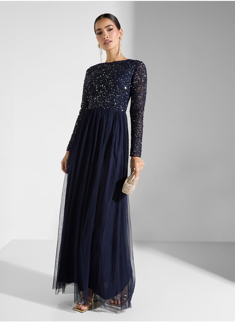 Sequin Bodice Gown Dress