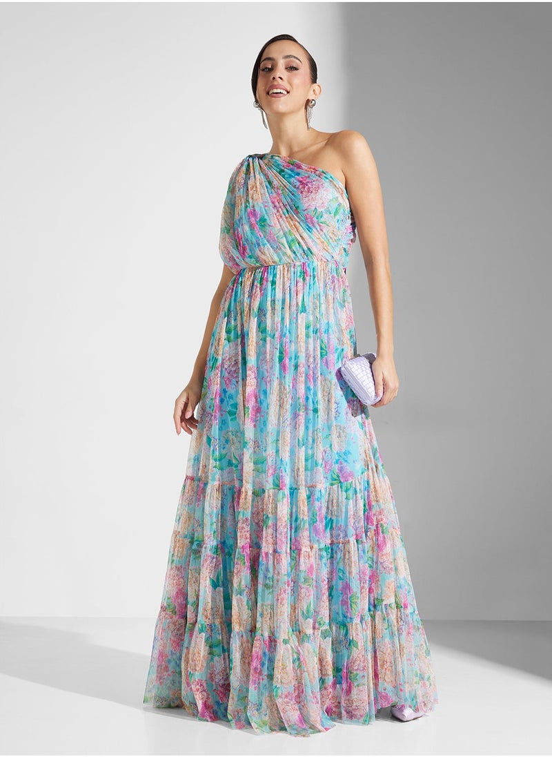 Floral One Shoulder  Dress