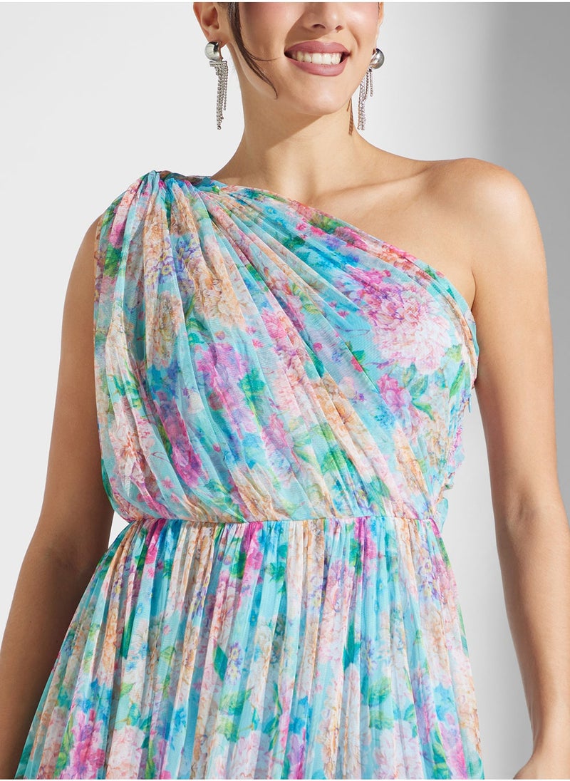 Floral One-Shoulder Dress