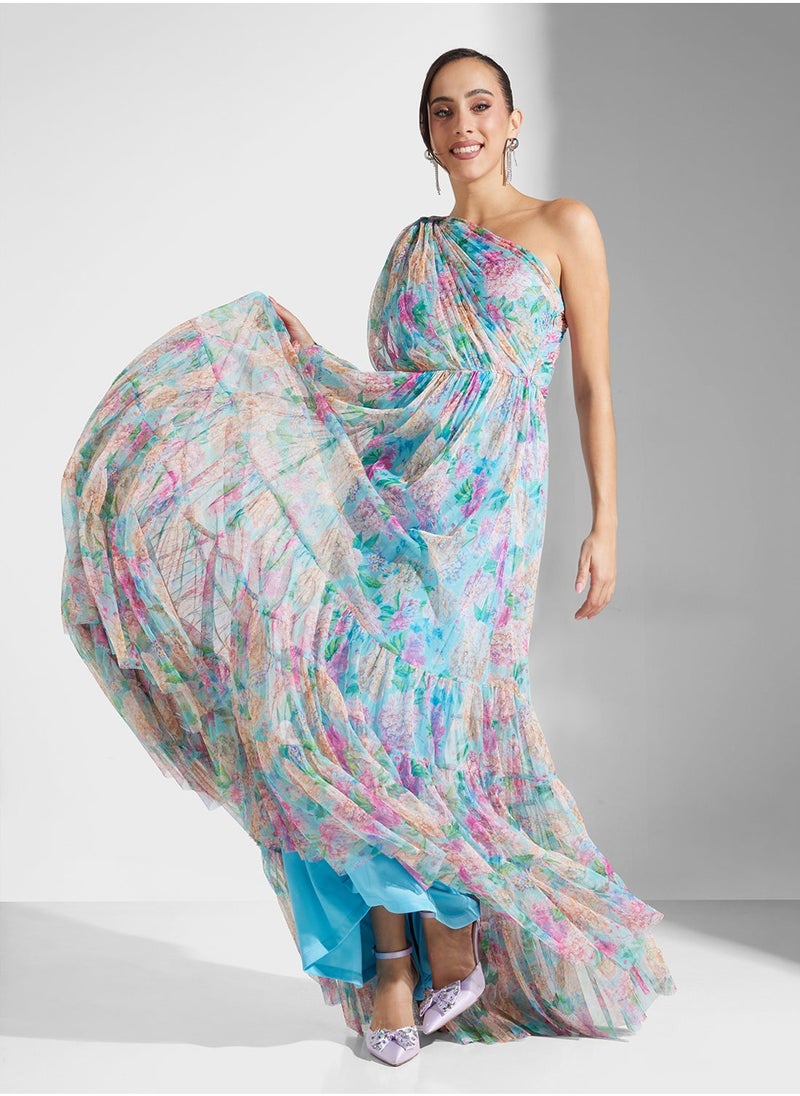 Floral One-Shoulder Dress