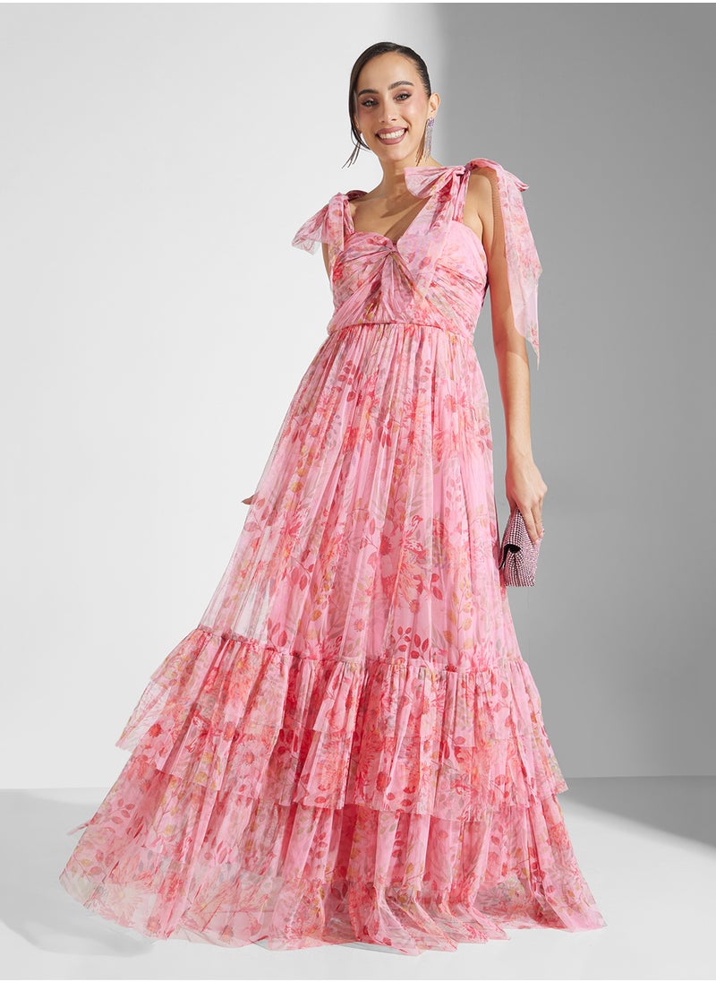 Floral Tulle Maxi Dress
