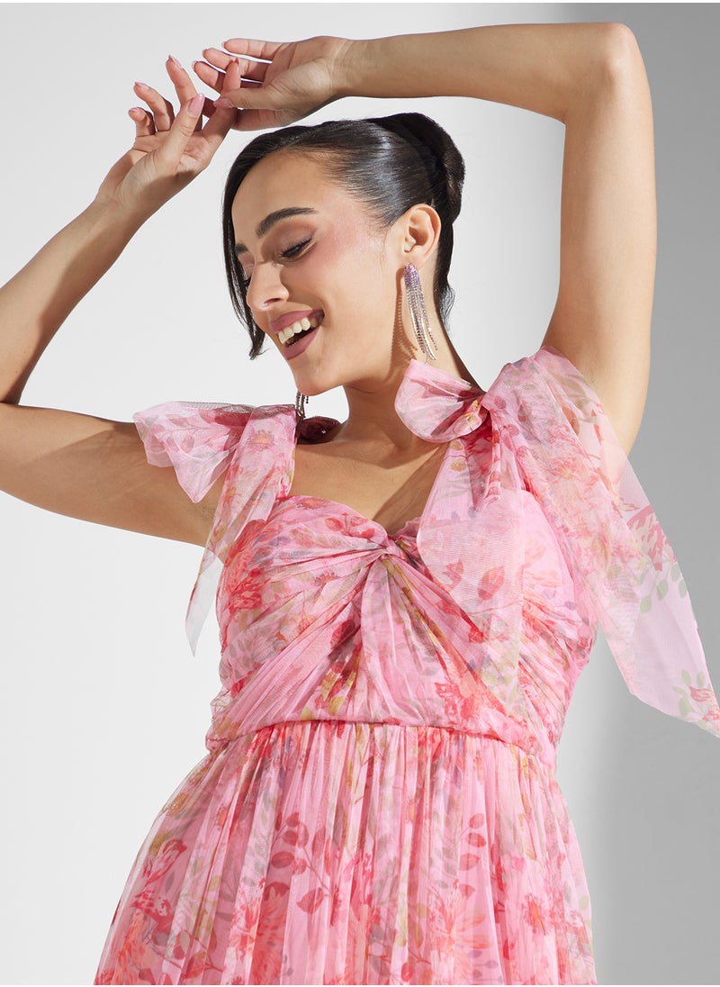 Floral Tulle Maxi Dress