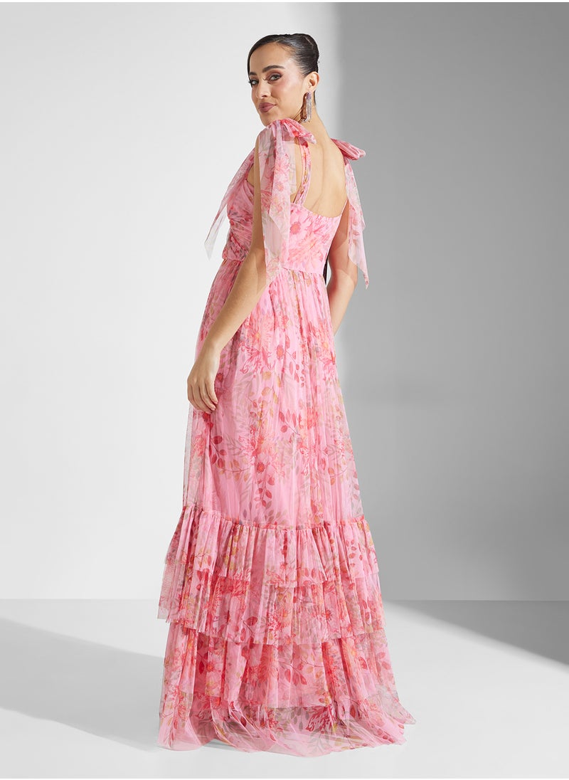 Floral Tulle Maxi Dress