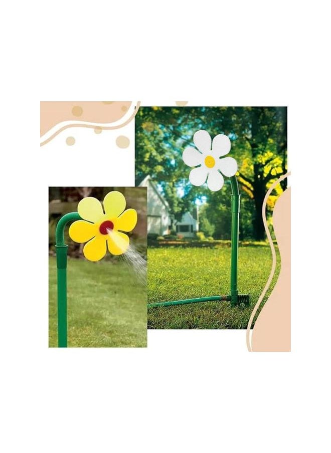 Crazy Daisy Water Sprinkler with 3/4'' and 1/2'' Adapters, Funny Garden Dancing Daisy Flower Lawn Sprinkler Toys for Kids Outdoor Water Play, Garden Irrigation Tool