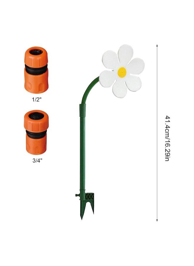 Crazy Daisy Water Sprinkler with 3/4'' and 1/2'' Adapters, Funny Garden Dancing Daisy Flower Lawn Sprinkler Toys for Kids Outdoor Water Play, Garden Irrigation Tool