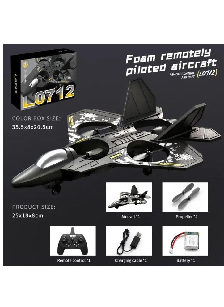 RC Jet Fighter Aero plane Toy L0712 - LED Lights, USB Charging & Remote Control For Adults Kids, 2.4G