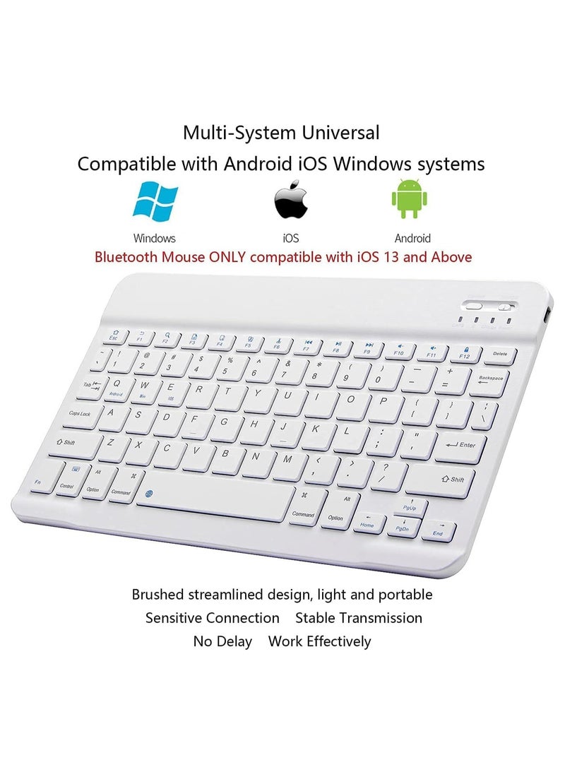 Universal Wireless Keyboard & Mouse Combo with Arabic & English Ergonomic Design and Silent Typing Keys Ultra Slim Design Compatible with Android Apple iPad IOS Windows & Mac (White)