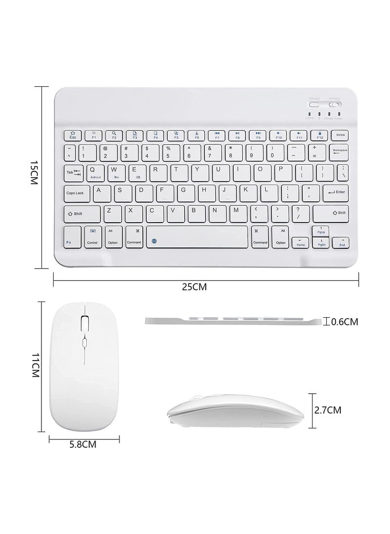 Universal Wireless Keyboard & Mouse Combo with Arabic & English Ergonomic Design and Silent Typing Keys Ultra Slim Design Compatible with Android Apple iPad IOS Windows & Mac (White)