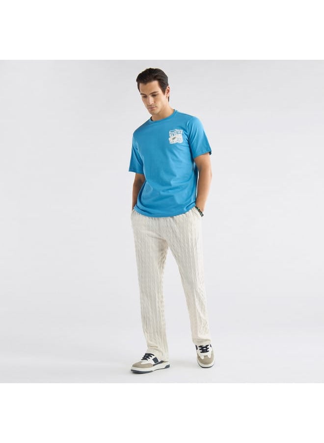 Textured Pants with Drawstring Closure and Pockets