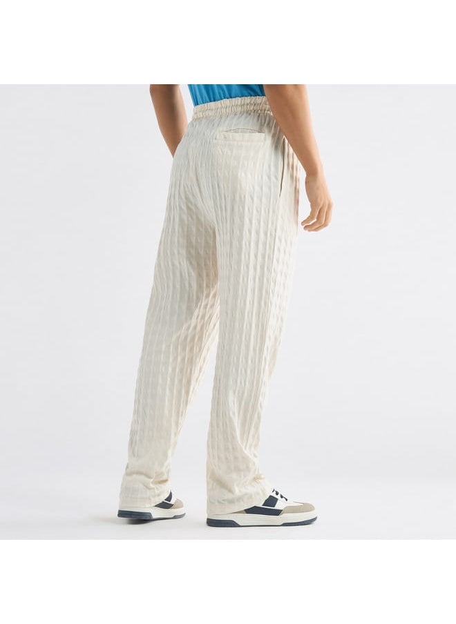 Textured Pants with Drawstring Closure and Pockets