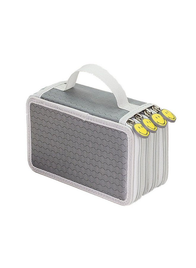 Imported 4 Layers Capacity Pencil Pen Case Travel Brush Makeup Storage Bag Gray