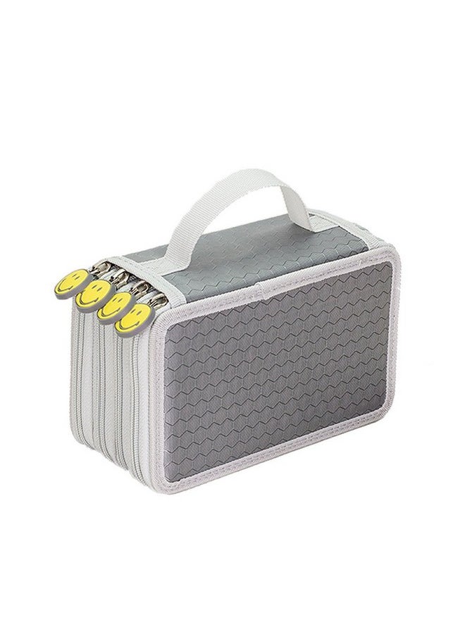 Imported 4 Layers Capacity Pencil Pen Case Travel Brush Makeup Storage Bag Gray