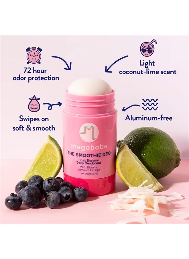 Daily Deodorant - The Smoothie Deo with Coconut & Fruit Enzymes | 72 hour Odor Protection | Aluminum-Free, All Natural | Free from Parabens, Sulfates & Phthalates | 2.6 oz