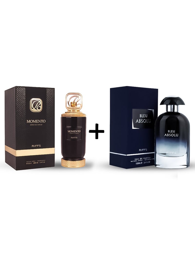 RiiFFs Parfums Momento Extrait De Parfum For Men 100ML+ RIIFFS SPRAY BLEU ABSOLU FOR MEN EAU DE PARFUM 100ML