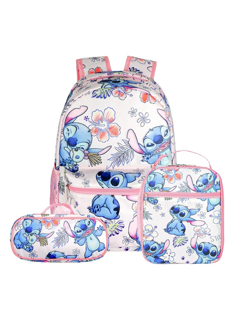 Universal pink three-piece schoolbag for students and young people to use when they go out.