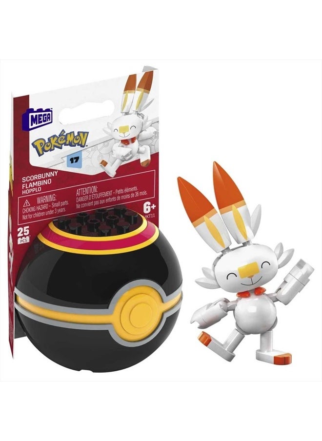 Construx Pokemon Series 17 Scorbunny Figure Building Set with Luxury Poke Ball