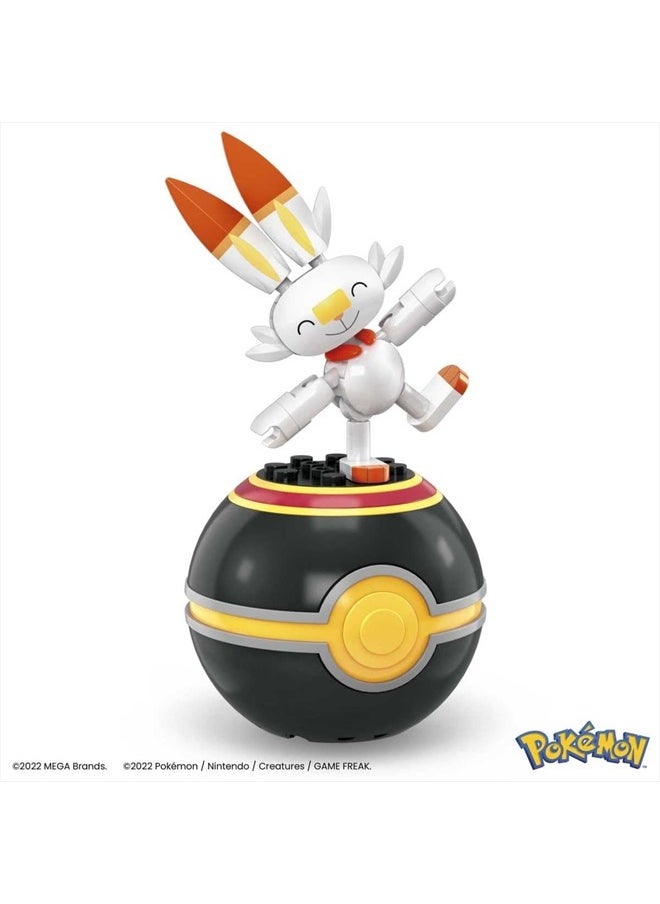 Construx Pokemon Series 17 Scorbunny Figure Building Set with Luxury Poke Ball