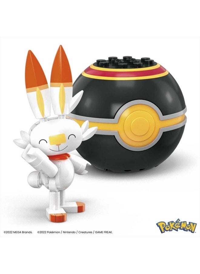 Construx Pokemon Series 17 Scorbunny Figure Building Set with Luxury Poke Ball