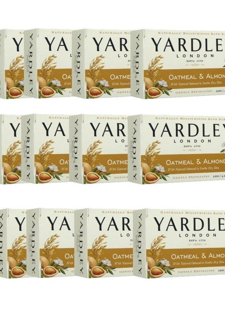 Yardley London Oatmeal and Almond Naturally Moisturizing Bath Bar, 4.25 oz. (Pack of 12)