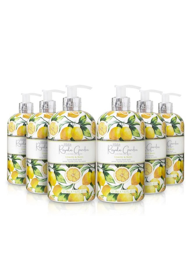 Baylis & Harding Liquid Hand Soap Wash with Dispenser, Royale Garden, Lemon & Basil, 16.9oz/500ml (6-Pack)